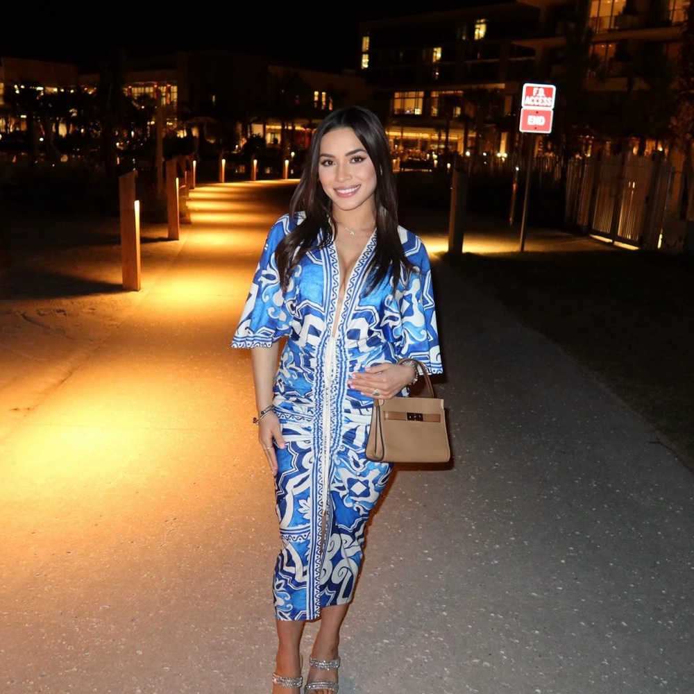 Blue and White Patterned Dress